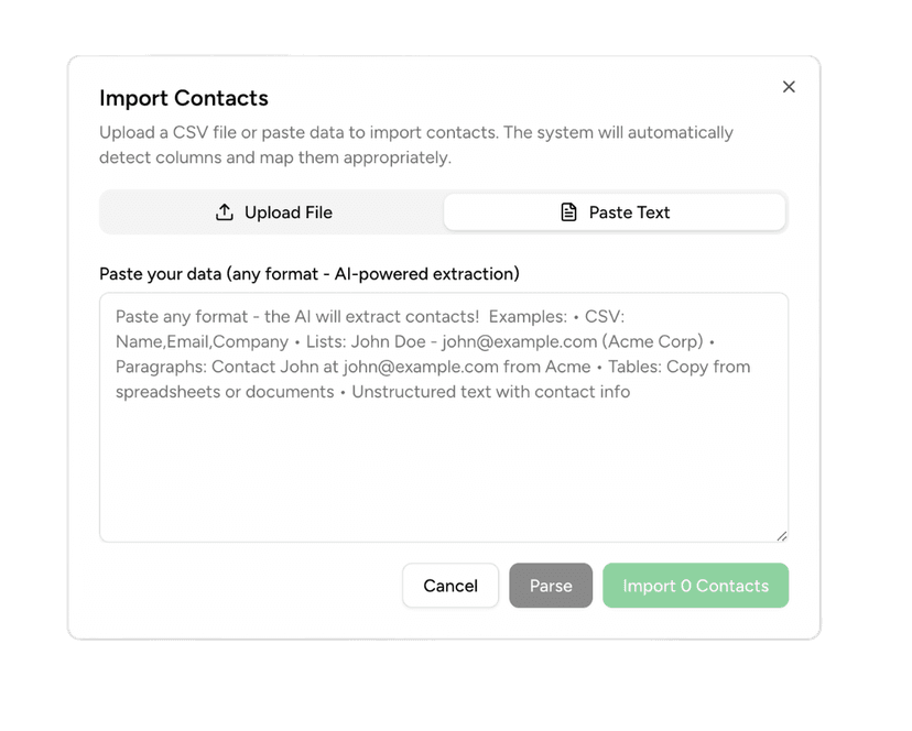 Add contacts interface