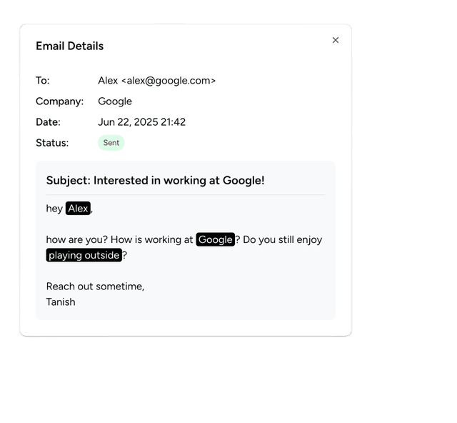Draft email interface